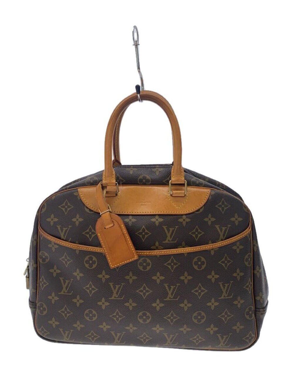 LOUIS VUITTON Handbag Leather Brown All over Bowling Vanity Deauville Monogram